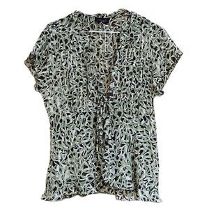 y2k gyaru fairy green brown print front tie top